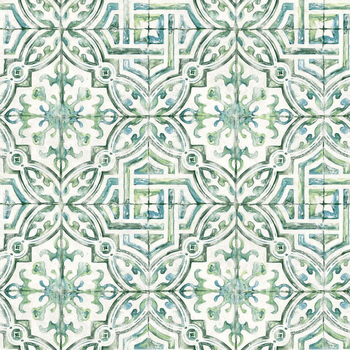 Sonoma Green Beach Tile Wallpaper with Eclectic Abstract Tile Motif - Chesapeake 3120-12338
