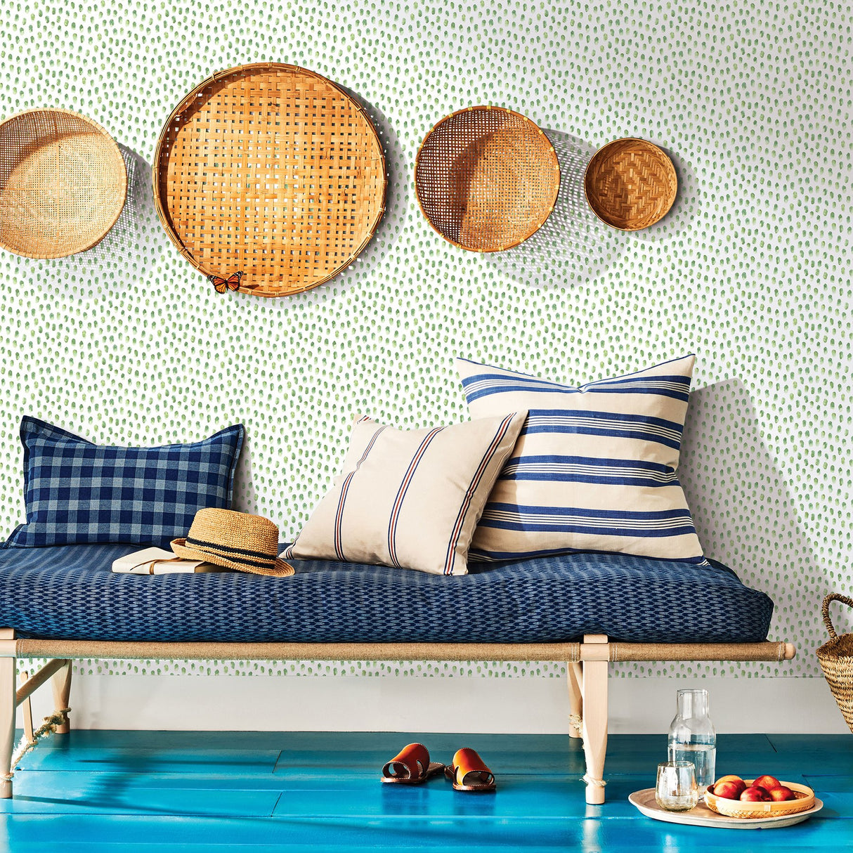 Sand Green Painted Dots Wallpaper with Abstract Watercolor Dot Motif - Chesapeake 3120-13612