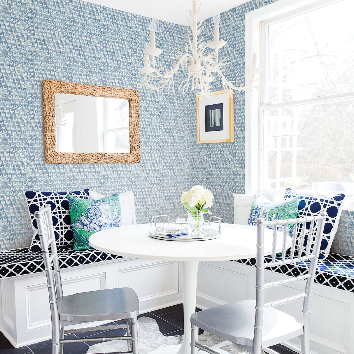 Saltwater Aqua Wave Wallpaper in Aqua with Textured Abstract Novelty Coastal Style - Chesapeake 3120-13633
