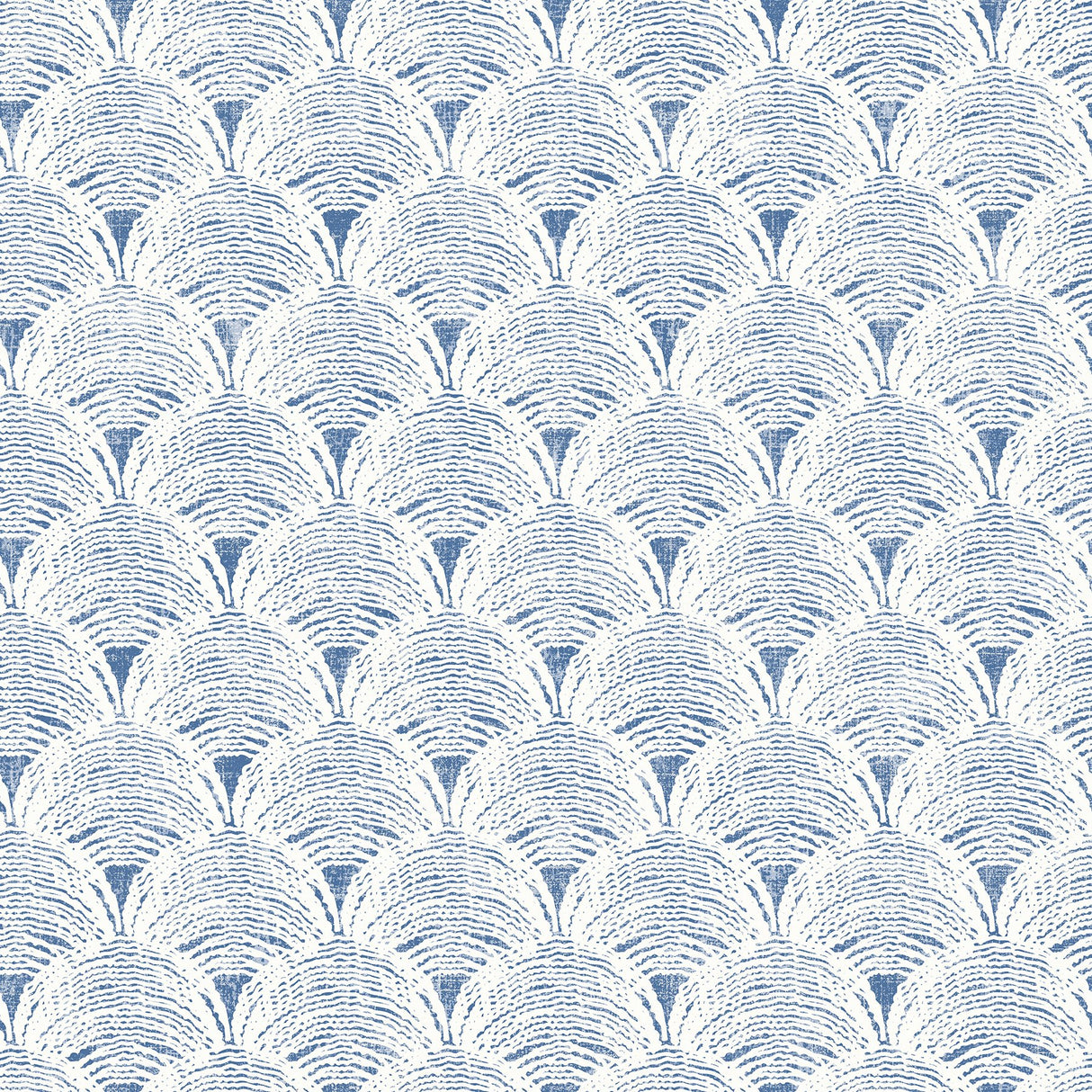 Santiago Blue Scalloped Wallpaper with Coastal Abstract Geometric Style - Chesapeake 3120-13654