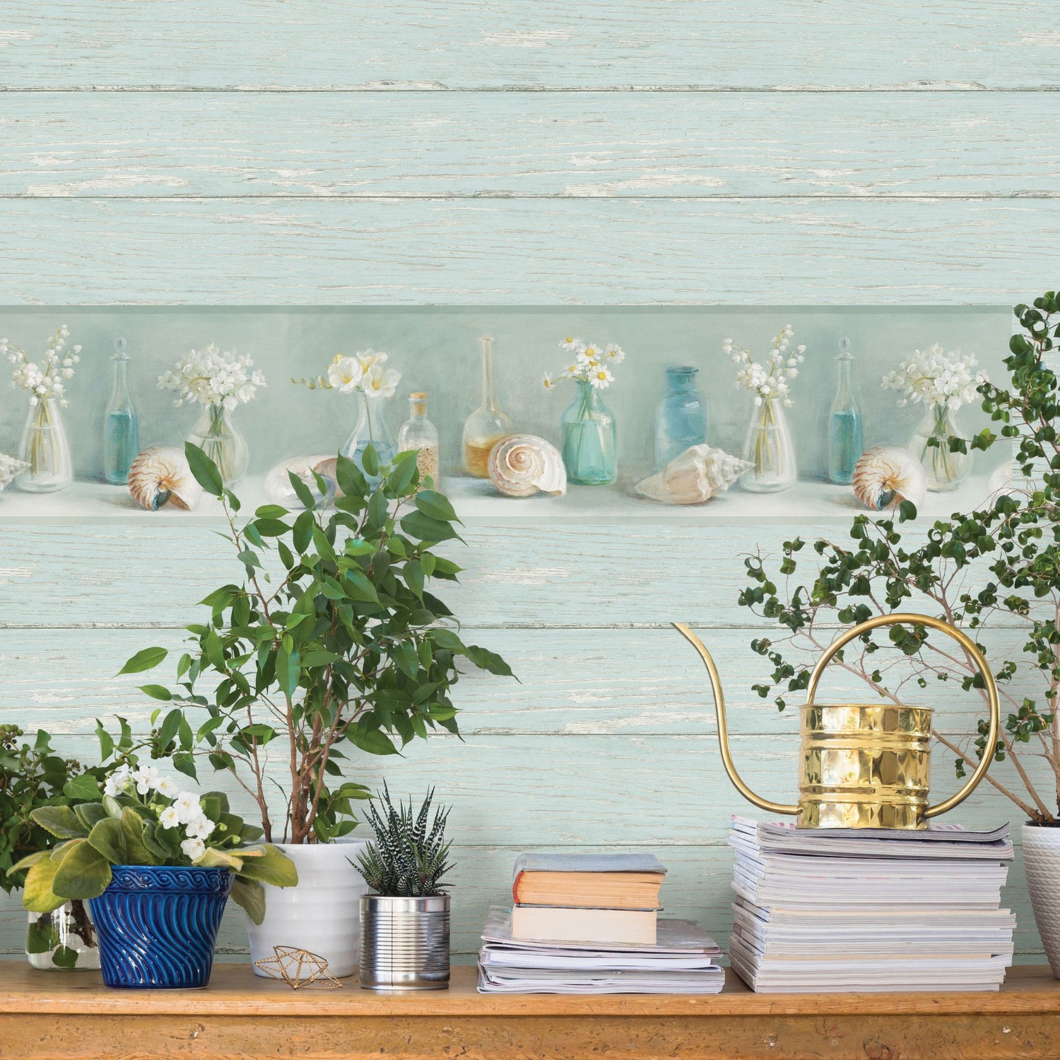 Cahoon Teal Vases Wallpaper