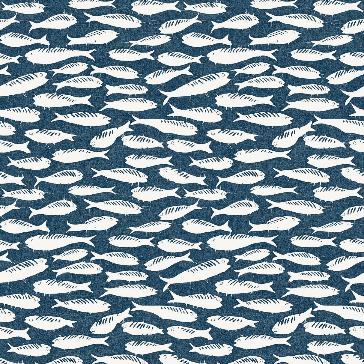 Nunkie Navy Sardine Wallpaper with Scandinavian Fish Pattern, Coastal Style - Chesapeake 3122-10522