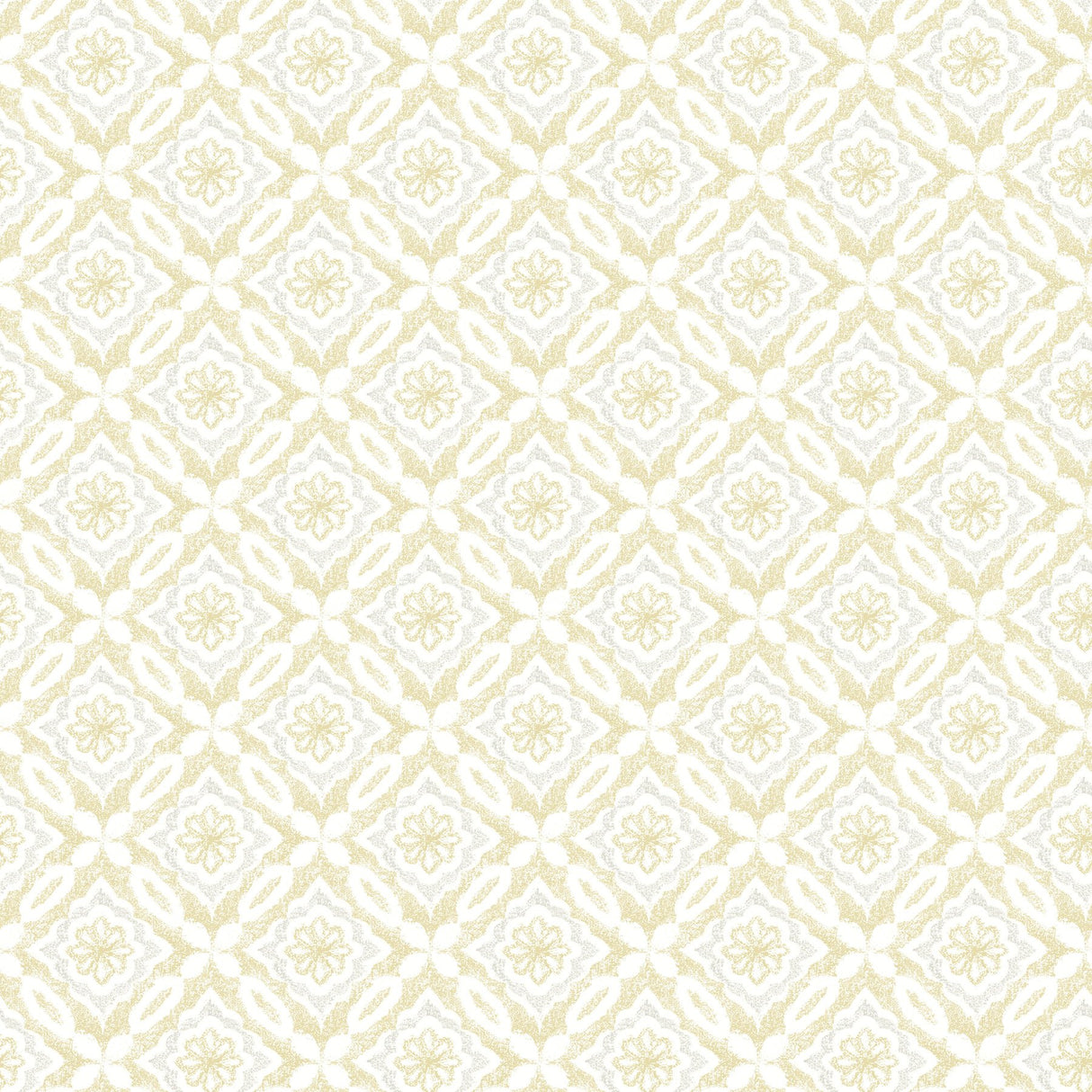 Hugson Yellow Quilted Damask Wallpaper with Geometric Floral Pattern - Brewster 3122-10703