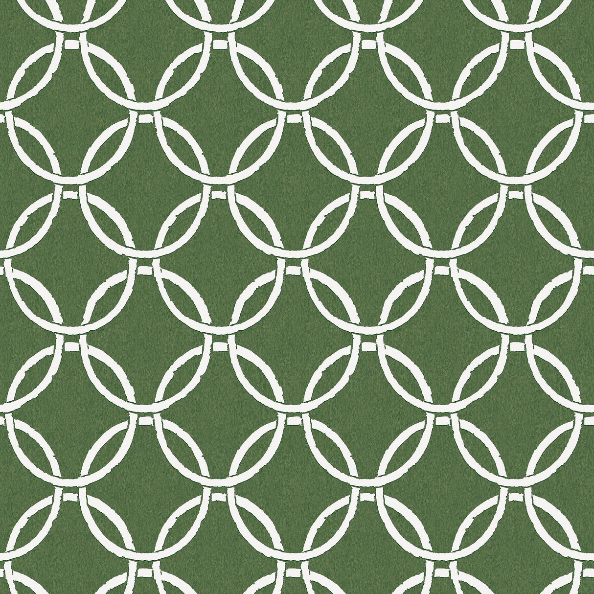 Quelala Green Ring Ogee Wallpaper with Modern Geometric Chain Pattern - Chesapeake 3122-11004