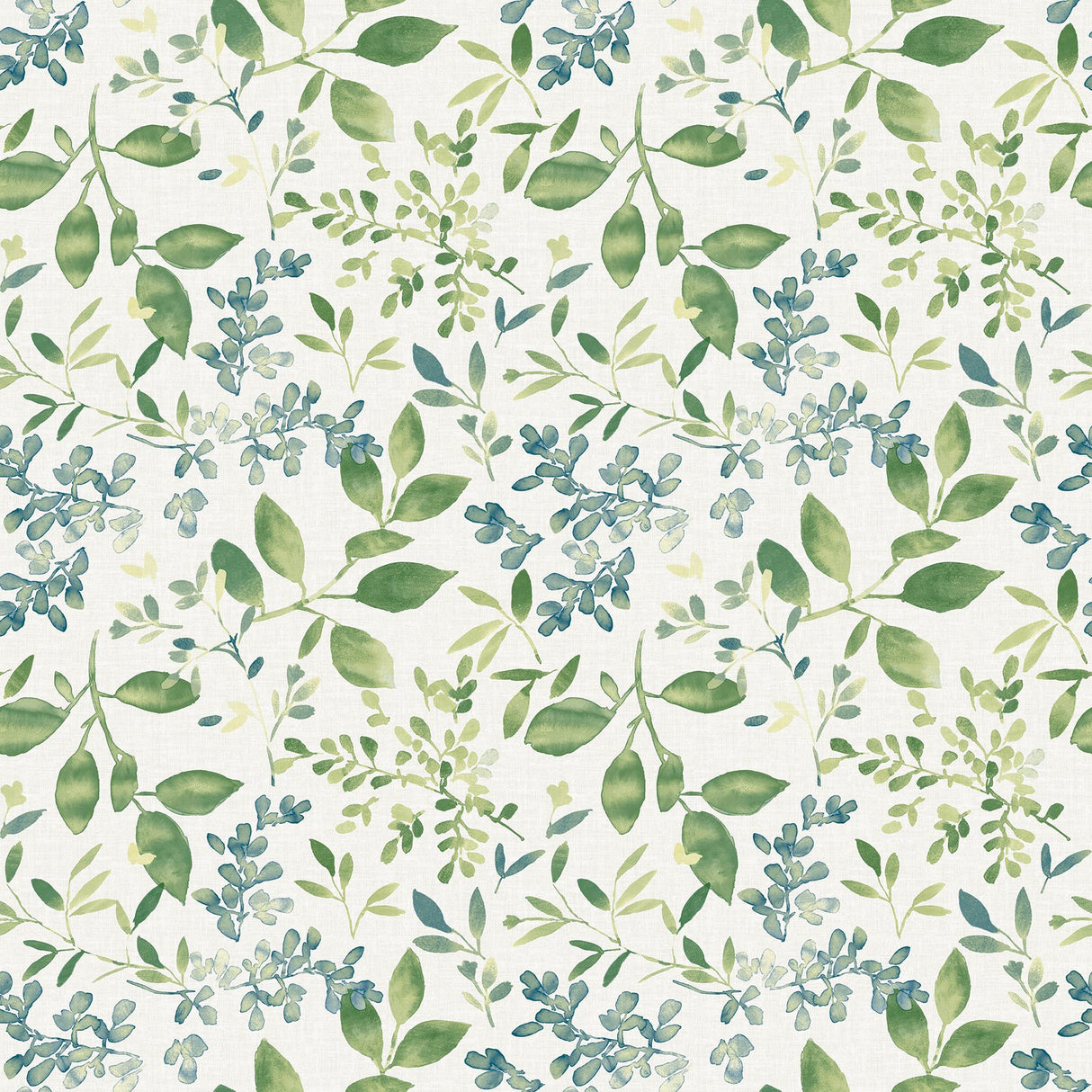 Tinker Green Woodland Botanical Wallpaper with Watercolor Leaf Pattern, Farmhouse Style - Chesapeake 3122-11104