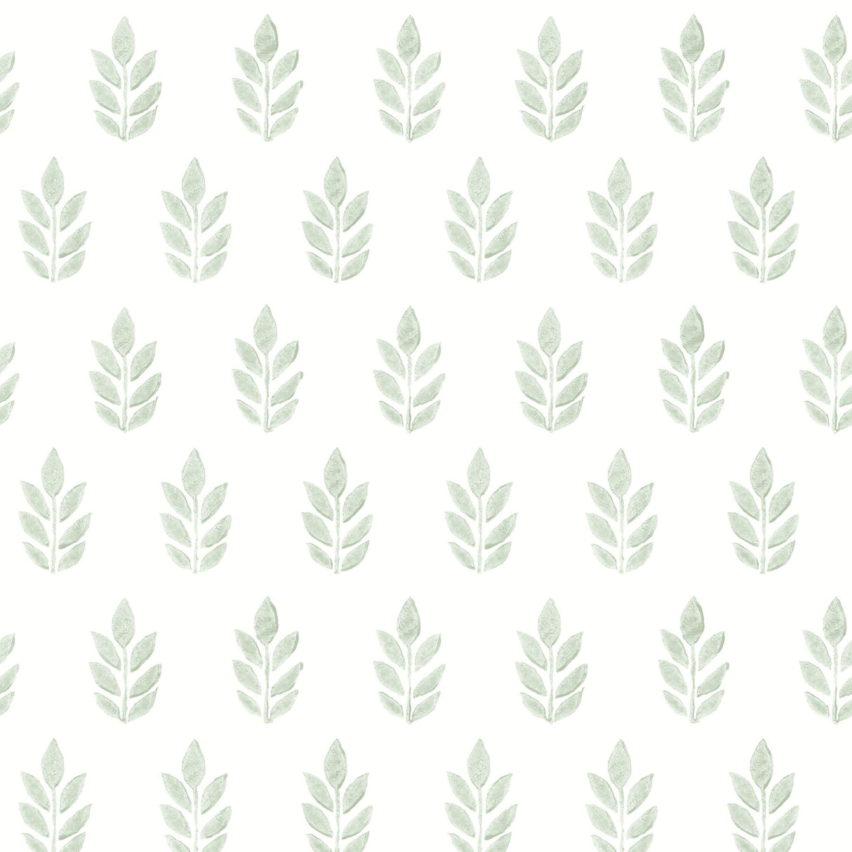 Ervic Green Leaf Block Print Wallpaper in Green with Botanical Leaf Pattern, Farmhouse Style - Chesapeake 3122-11304