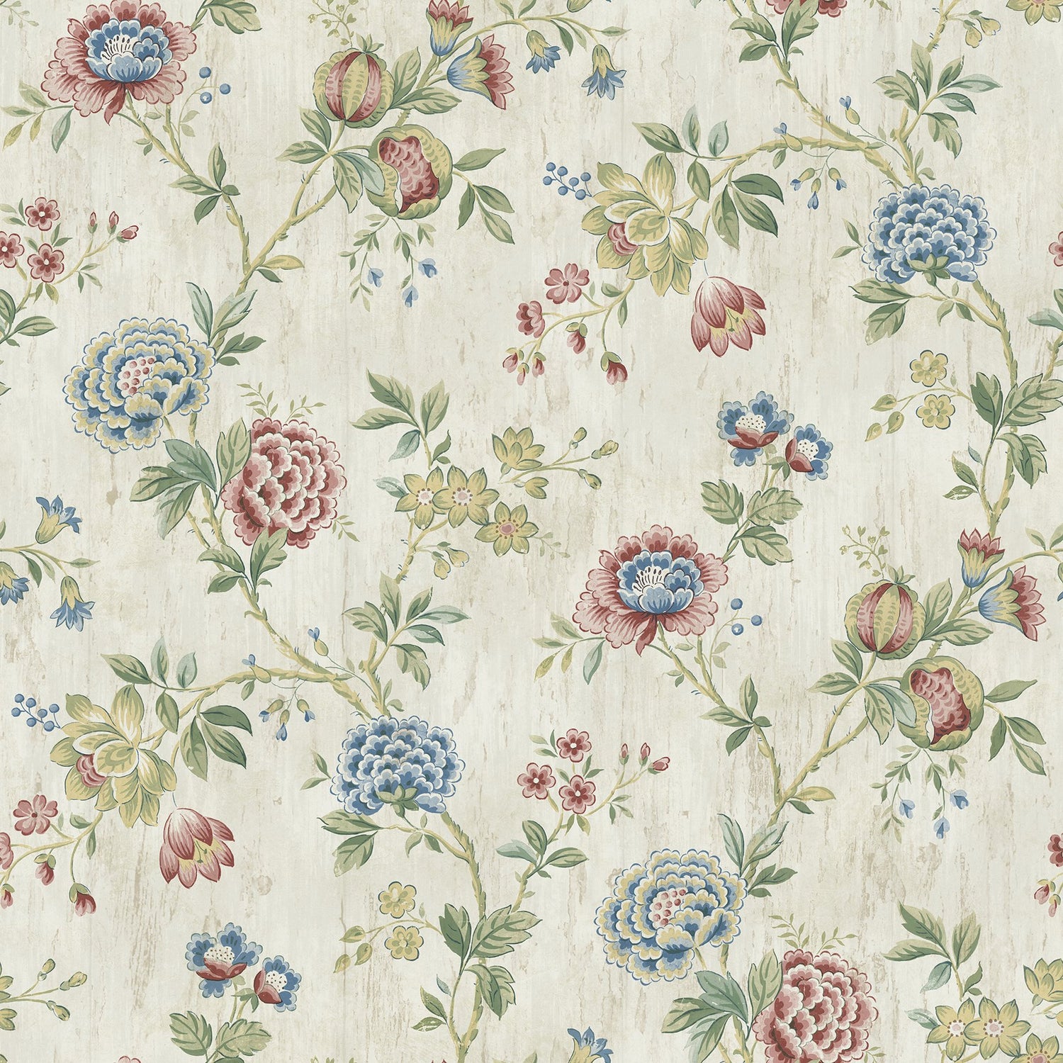 Chrysanthemum Multicolor Jacobean Wallpaper