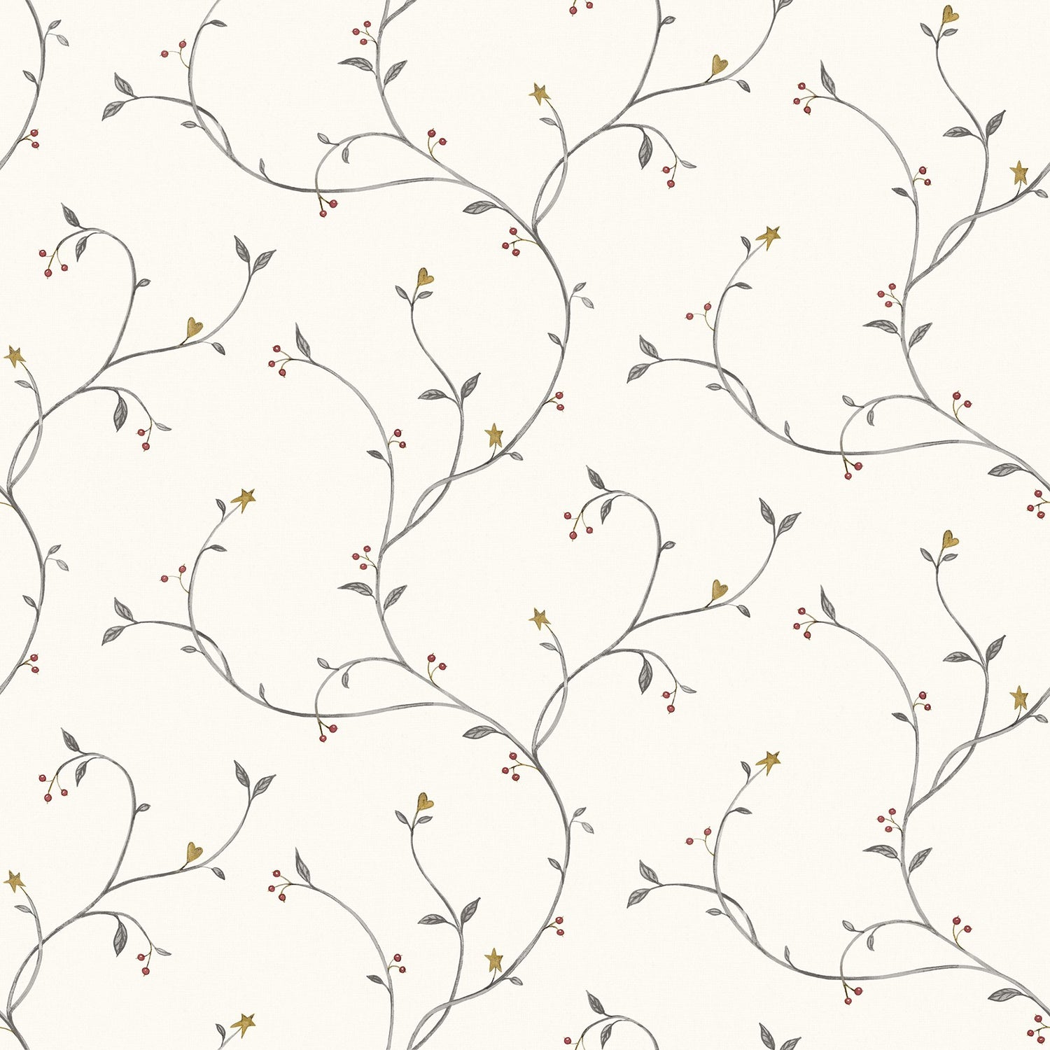 Kurt Black Tin Star Trail Wallpaper with Country Botanical Star Motif - Chesapeake 3123-091510