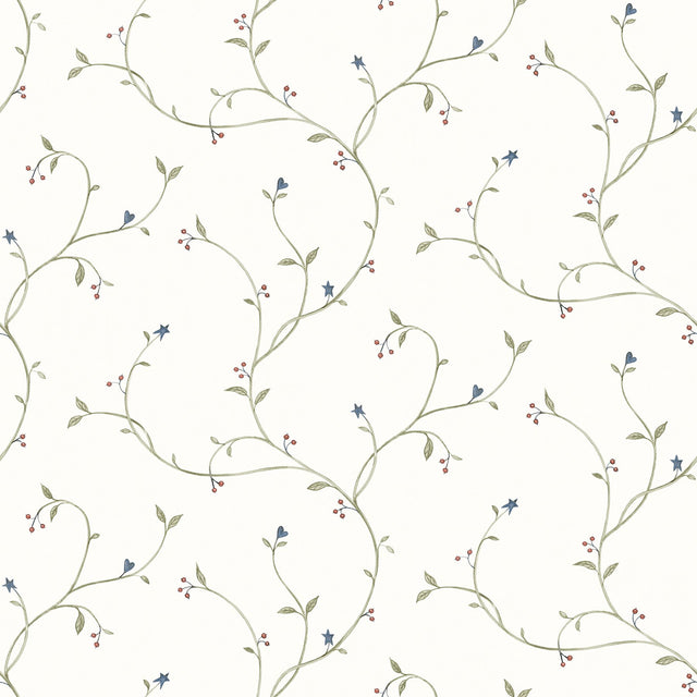 Kurt Cream Tin Star Trail Wallpaper with Country Botanical Star Motif - Chesapeake 3123-09158