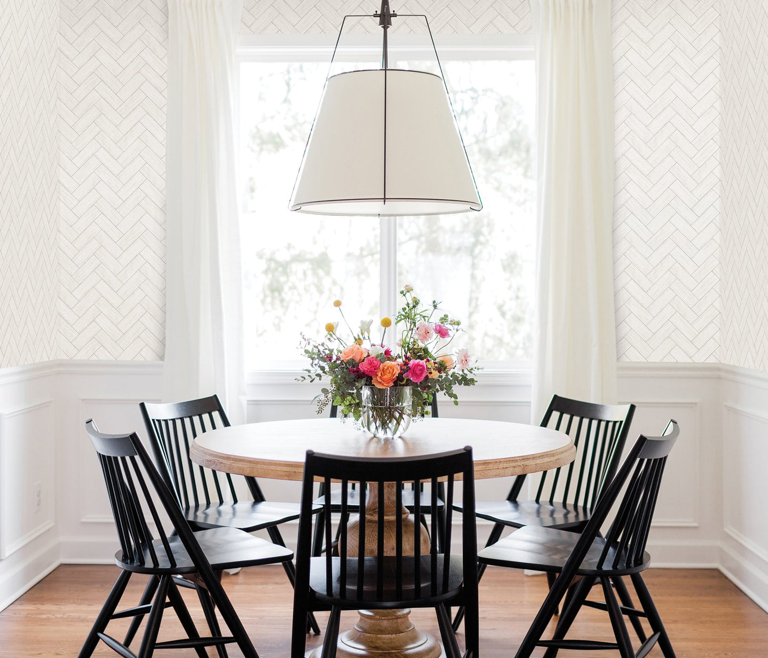 Kaliko White Wood Herringbone Wallpaper