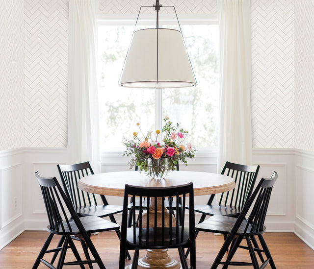 Kaliko White Wood Herringbone Wallpaper