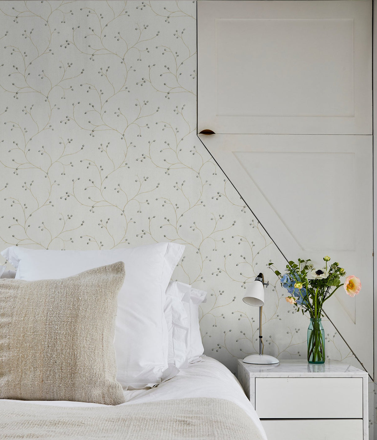 Rosehip Cream Trails Botanical Prepasted Wallpaper - Chesapeake 3123-16156