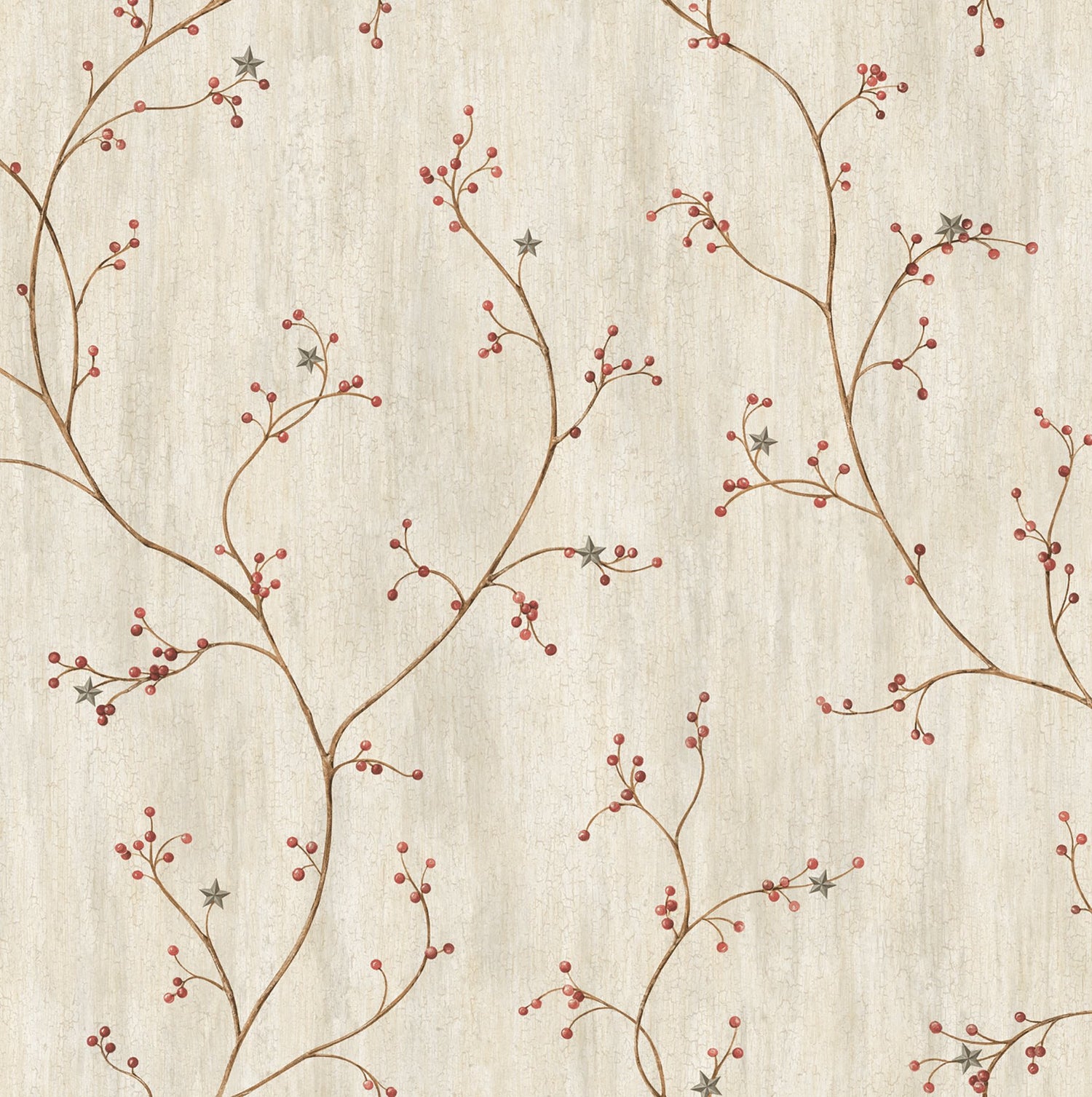 Justine Light Grey Berry Trail Wallpaper