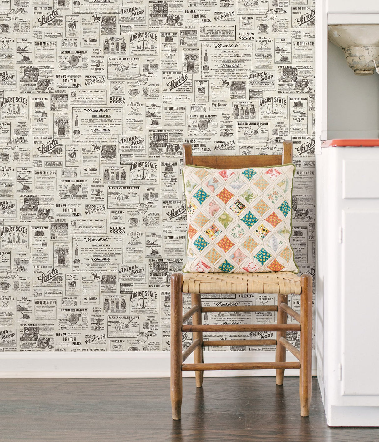 Adamstown Cream Newspaper Classifieds Wallpaper with Vintage Newspaper Ads - Chesapeake 3123-64271