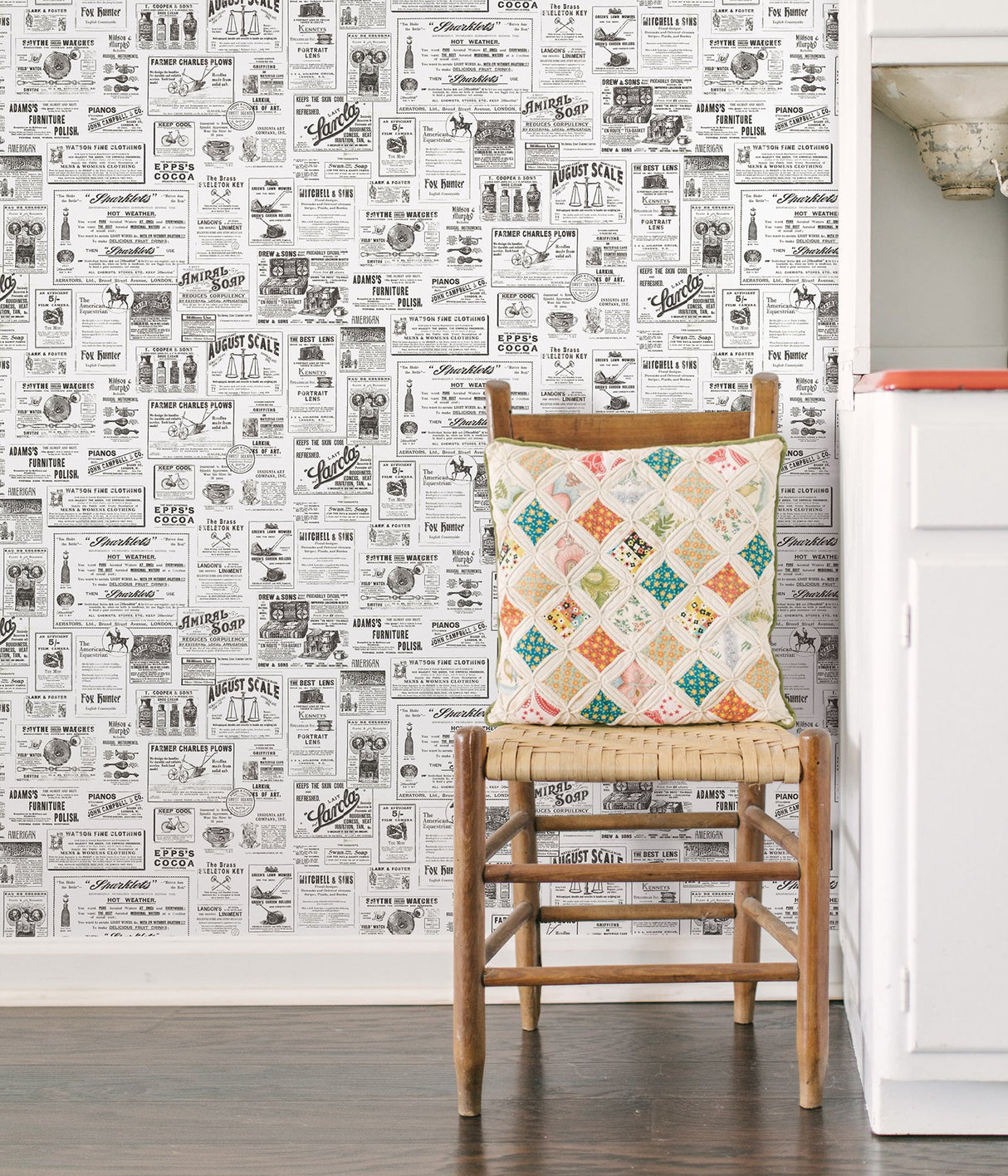 Adamstown Ivory Newspaper Classifieds Wallpaper with Vintage Graphics - Chesapeake 3123-64272