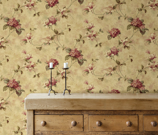 Magnolia Yellow Hydrangea Trail Wallpaper