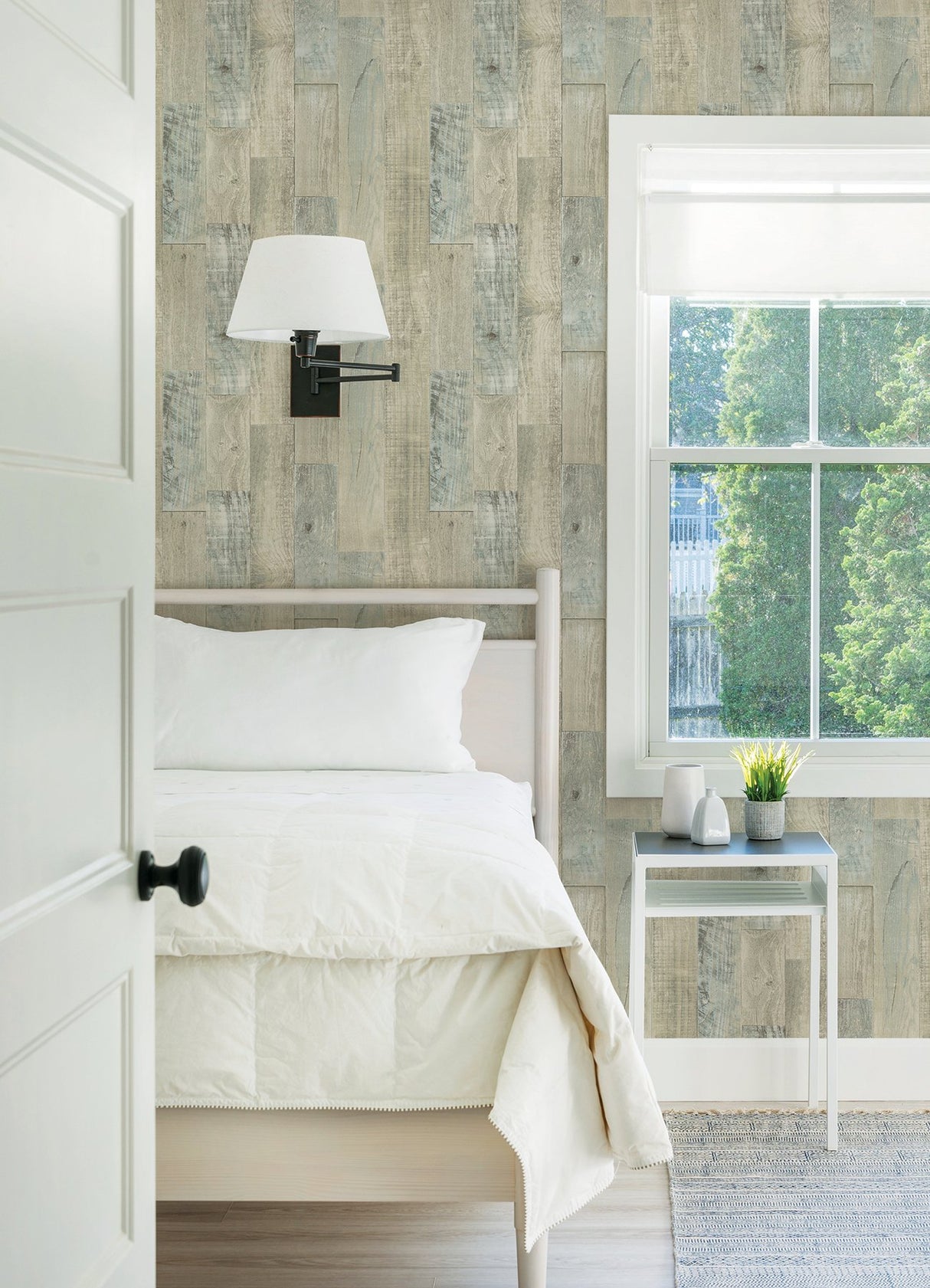 Chebacco Taupe Wood Planks Wallpaper with Textured Raised Ink Traditional Wood Plank Motif - Chesapeake 3124-12692