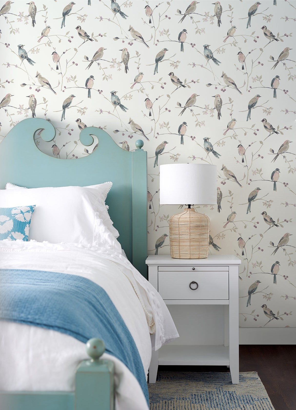 Birdsong Mauve Trail Wallpaper with Farmhouse Birds Pattern - Chesapeake 3124-13854
