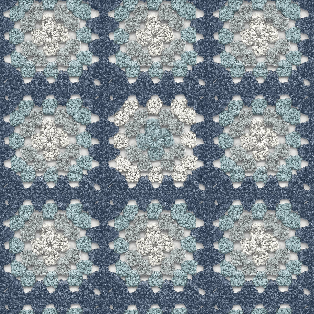Maud Blue Crochet Geometric Wallpaper with Eclectic Abstract Pattern - Brewster 3124-13864
