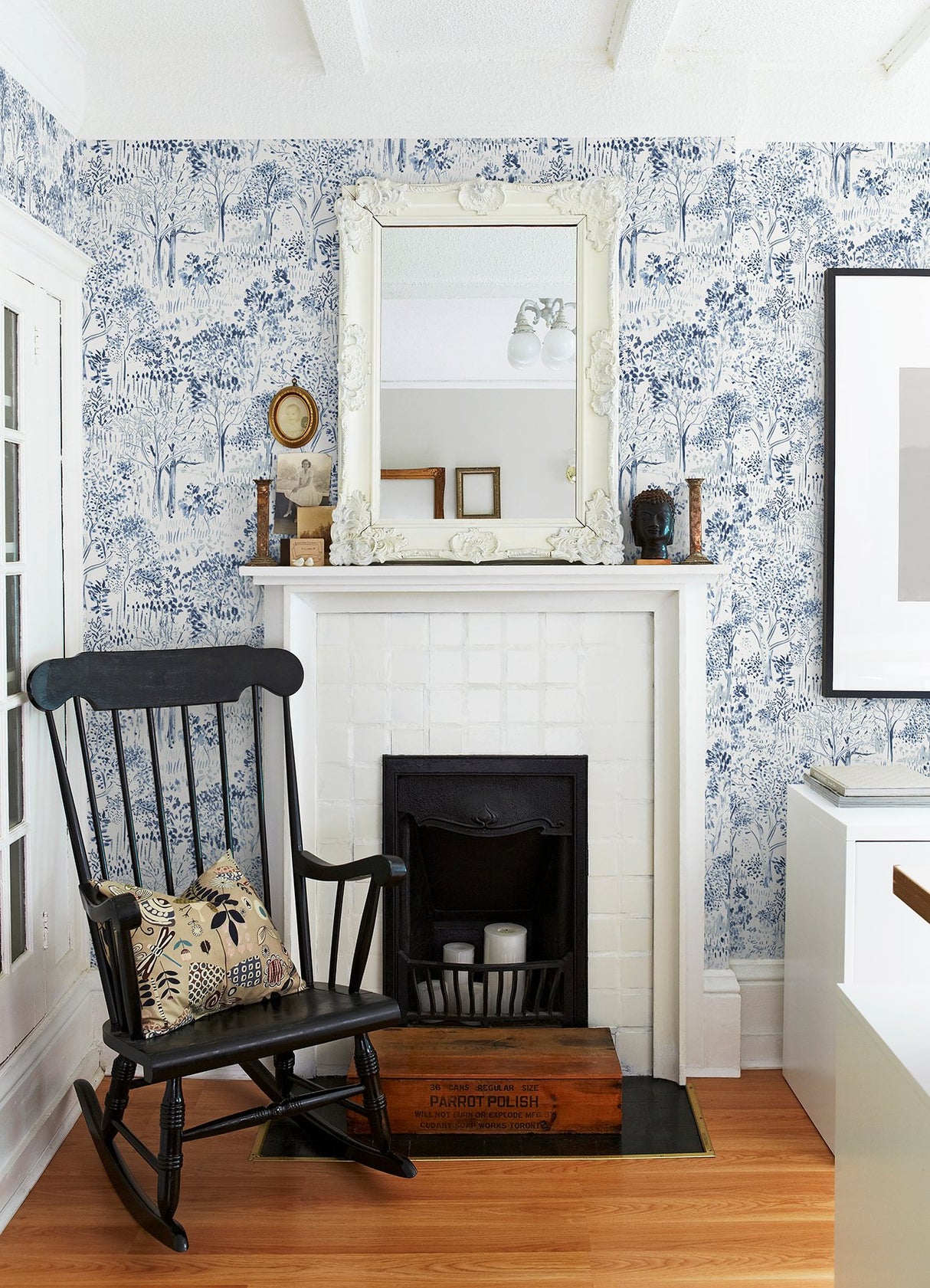 Walden Navy Forest Wallpaper with Modern Botanical Trees Motif - Brewster 3124-13893