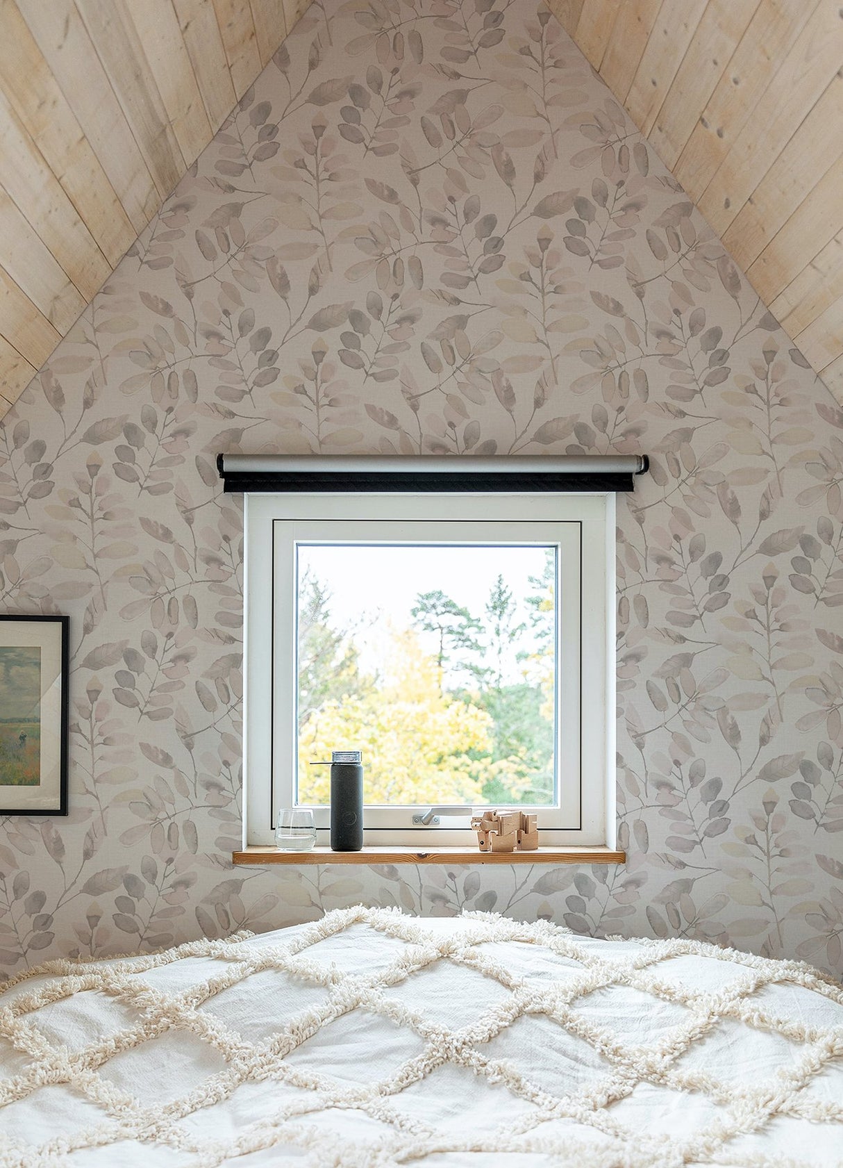 Pinnate Blush Leaves Wallpaper with Watercolor Botanical Motif - Chesapeake 3124-13906