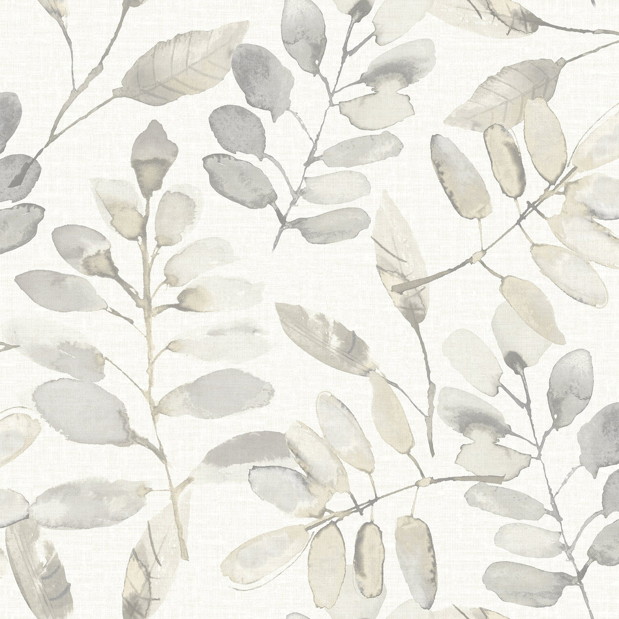 Pinnate Taupe Leaves Wallpaper with Botanical Watercolor Motif - Chesapeake 3124-13907