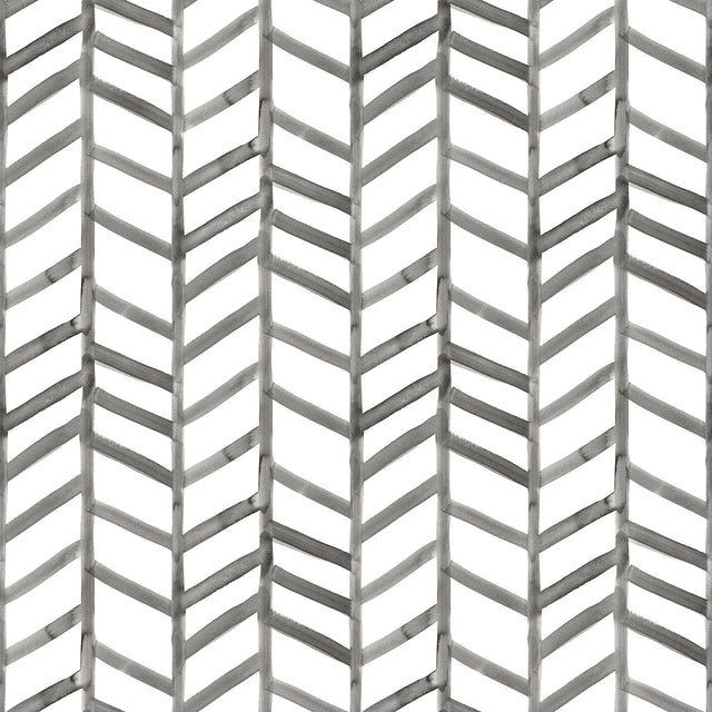 Fletching Black Geometric Wallpaper with Modern Abstract Chevron - Chesapeake 3124-13924