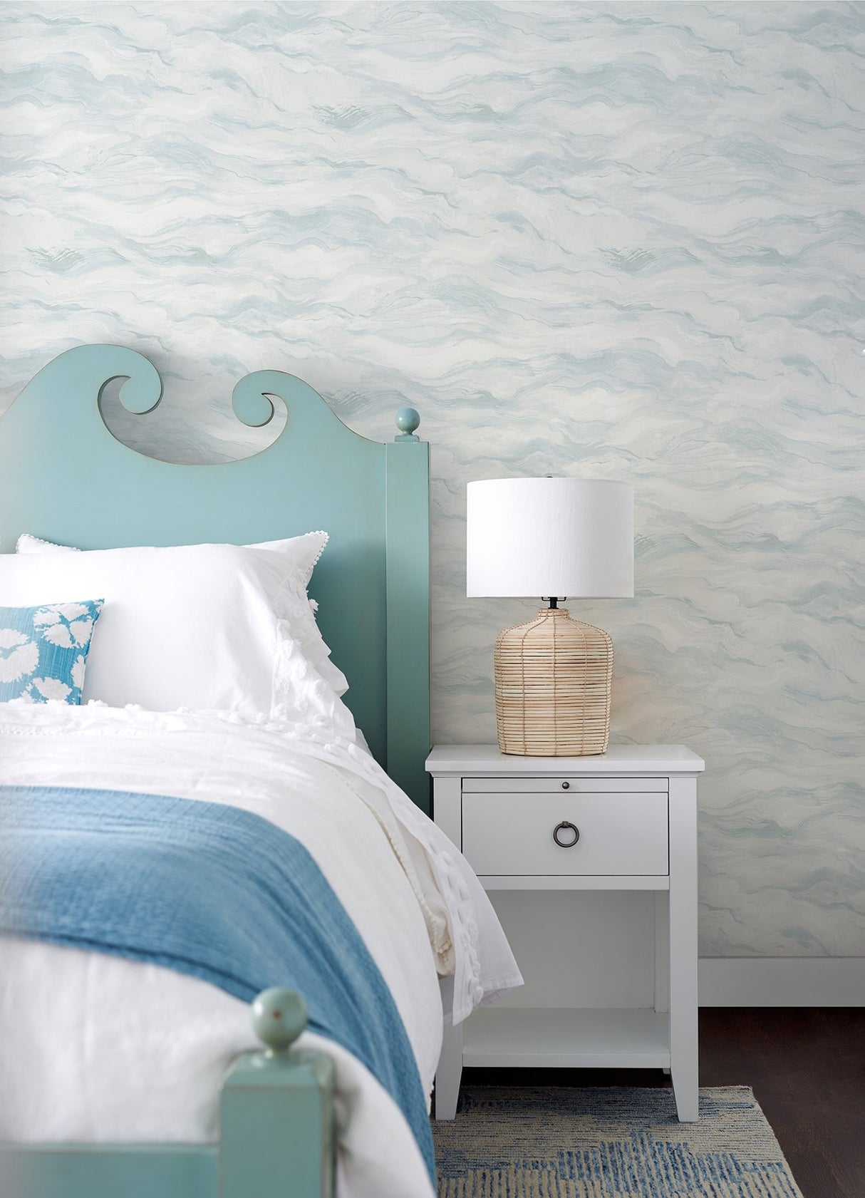 Cirrus Blue Wave Wallpaper with Modern Abstract Geometric Pattern - Chesapeake 3124-13951