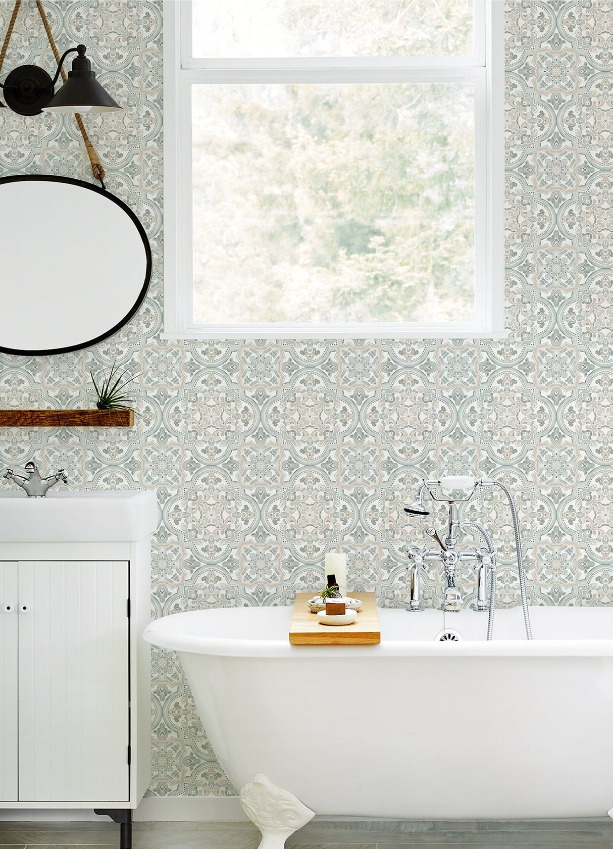 Concord Coral Medallion Wallpaper with Bohemian Abstract Medallions - Chesapeake 3124-13961