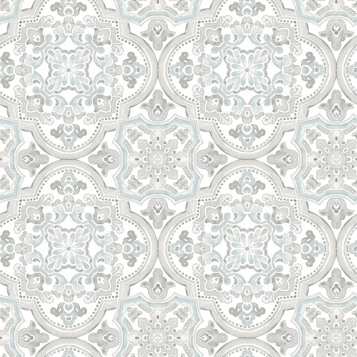 Concord Aqua Medallion Wallpaper with Bohemian Abstract Medallions - Chesapeake 3124-13963