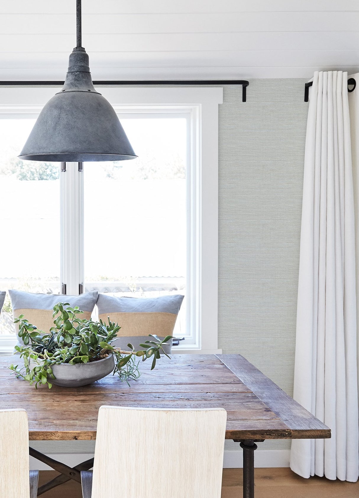 Agave Sky Blue Faux Grasscloth Wallpaper with Raised Ink Texture - Chesapeake 3124-24278
