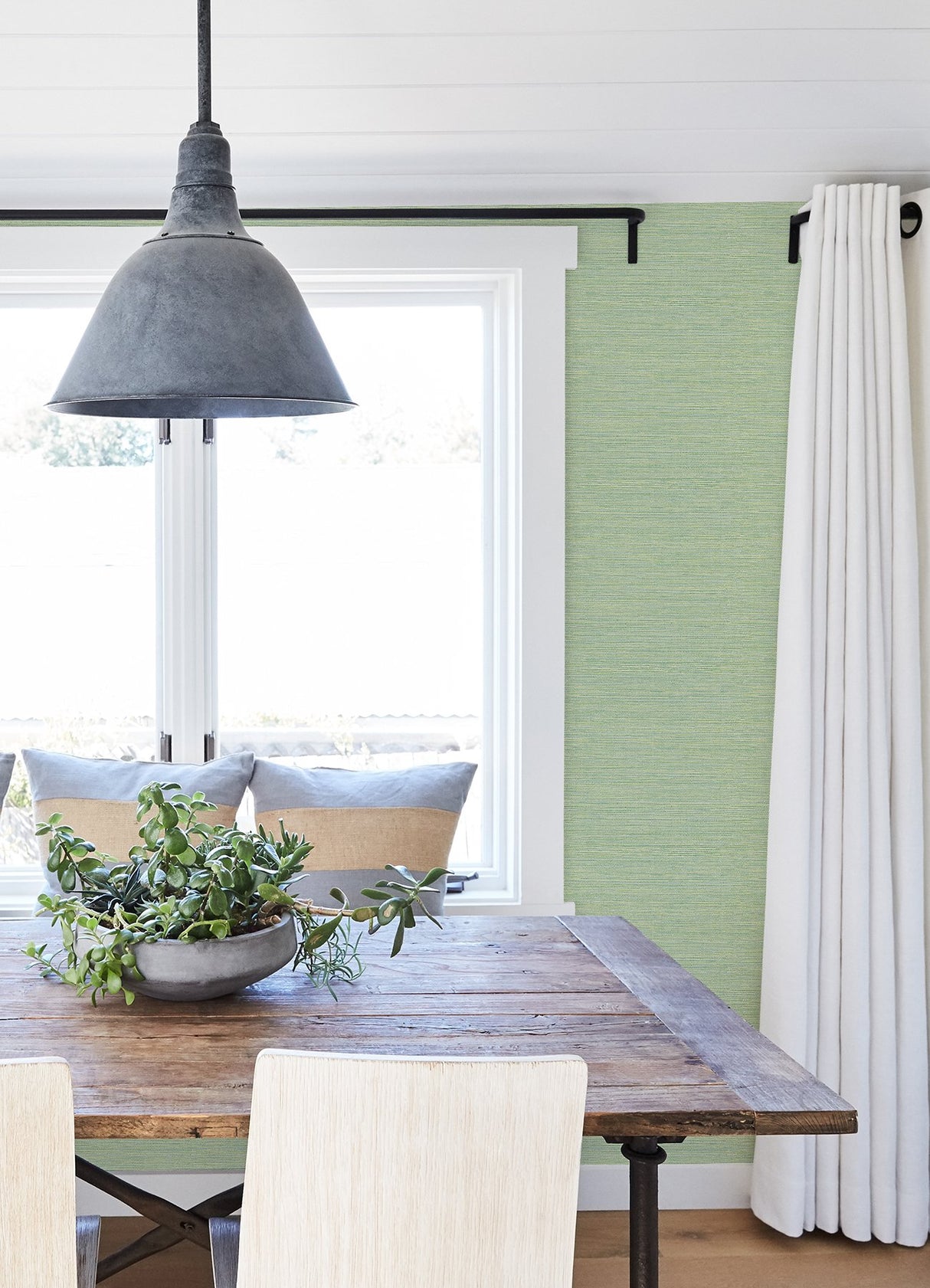 Agave Green Faux Grasscloth Wallpaper with Textured Faux Grasscloth Pattern - Chesapeake 3124-24284