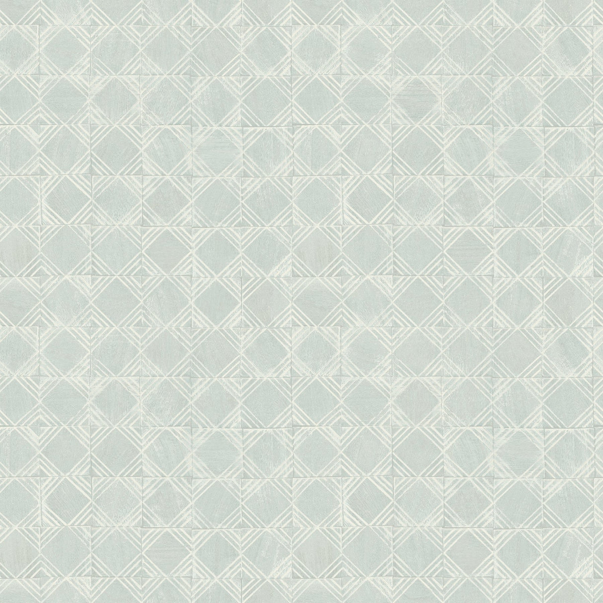 Button Block Aqua Geometric Wallpaper with Handcrafted Quilt-Inspired Square Motif - Chesapeake 3125-72308