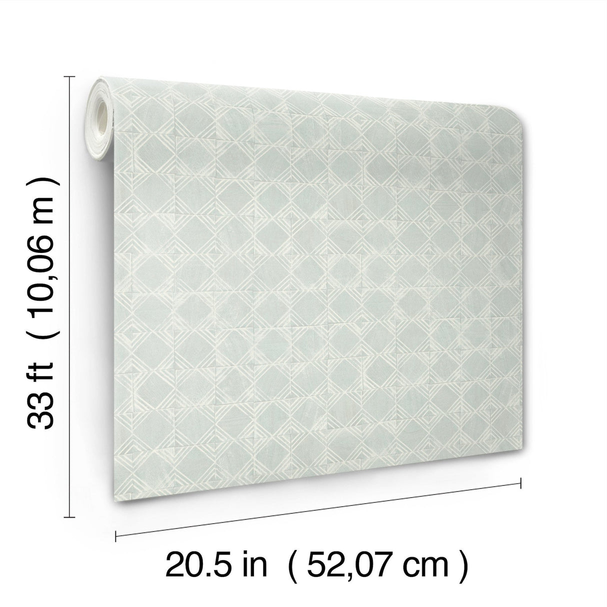 Button Block Aqua Geometric Wallpaper with Handcrafted Quilt-Inspired Square Motif - Chesapeake 3125-72308