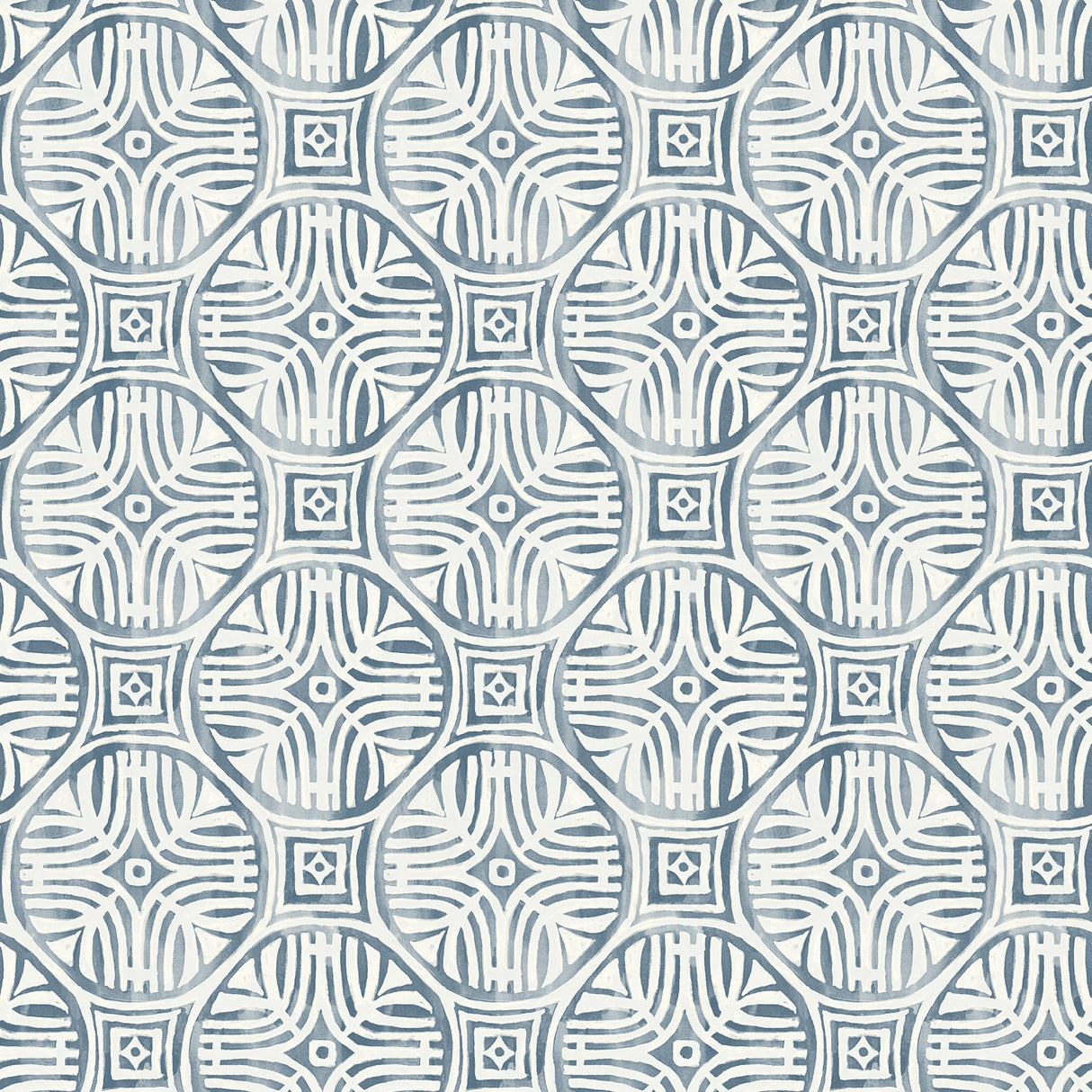 Sandee Navy Medallion Wallpaper with Modern Graphic Medallions - Chesapeake 3125-72310