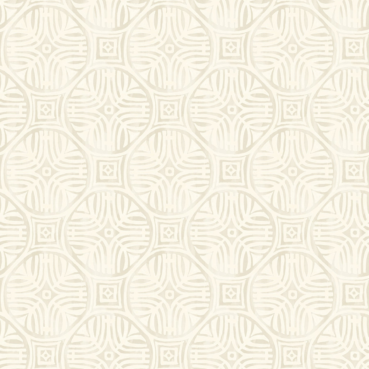 Sandee Dove Medallion Neutral Wallpaper with Modern Graphic Medallions - Chesapeake 3125-72311