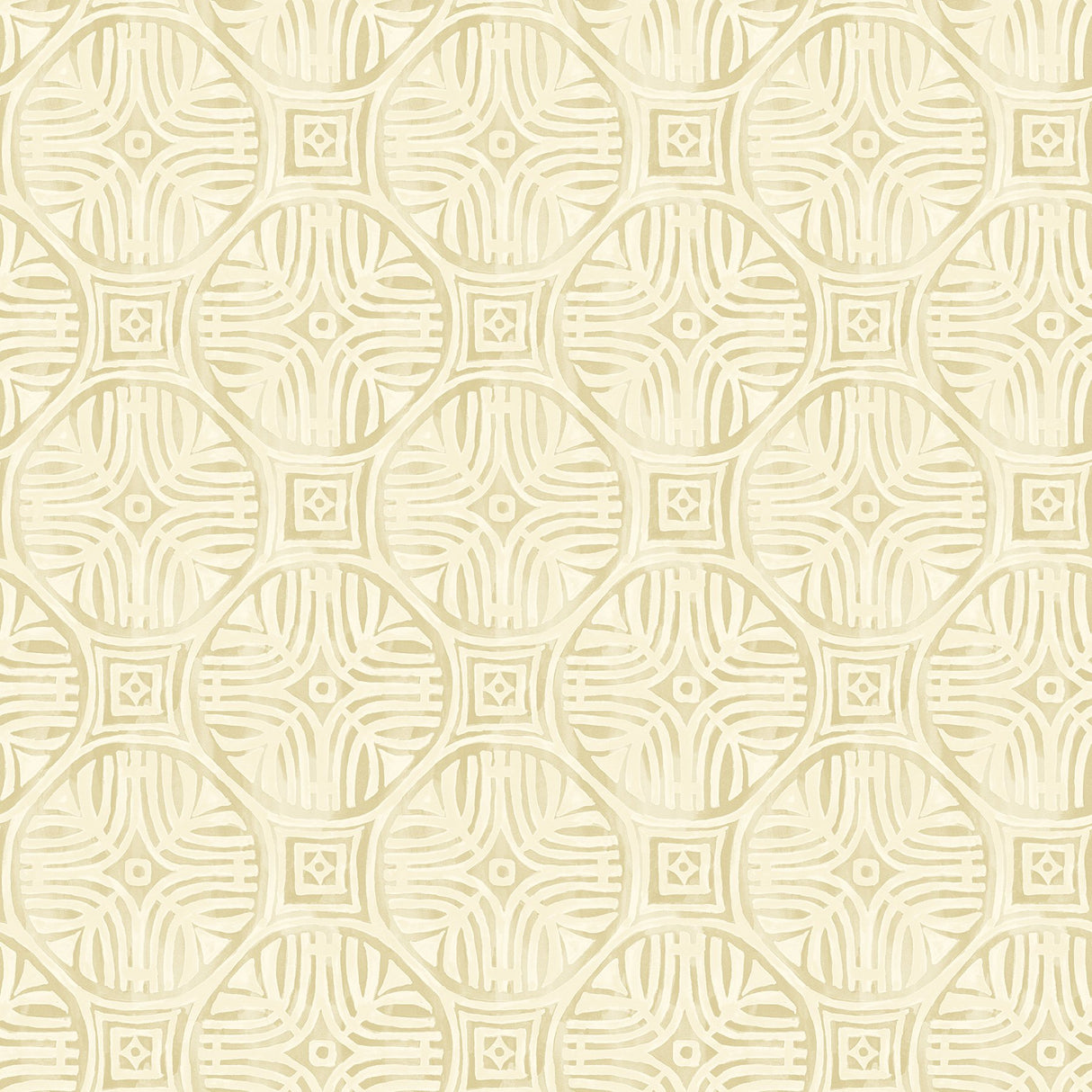 Sandee Butter Medallion Wallpaper with Modern Graphic Medallions - Chesapeake 3125-72312