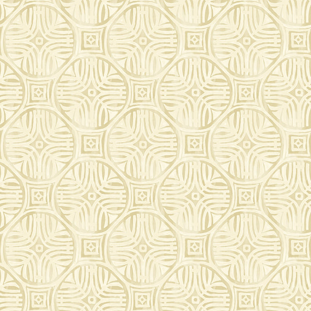 Sandee Butter Medallion Wallpaper with Modern Graphic Medallions - Chesapeake 3125-72312