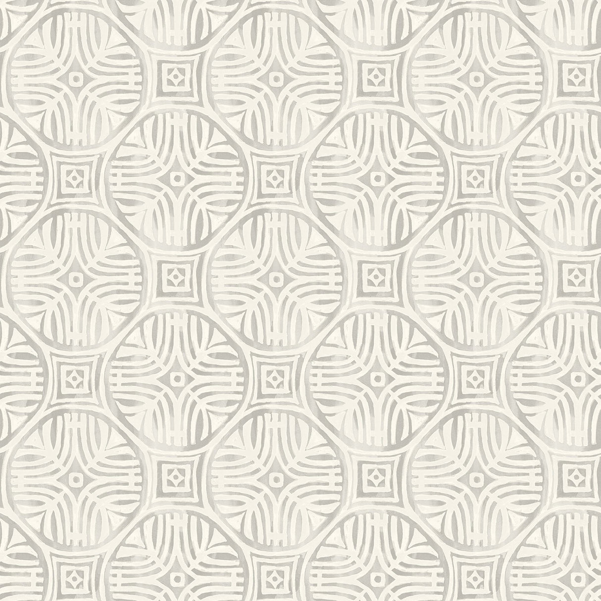 Sandee Grey Medallion Wallpaper with Modern Graphic Medallions - Chesapeake 3125-72313