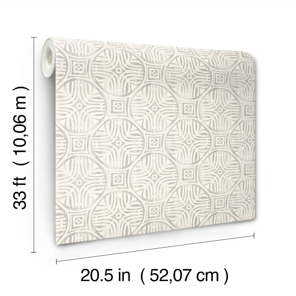 Sandee Grey Medallion Wallpaper with Modern Graphic Medallions - Chesapeake 3125-72313