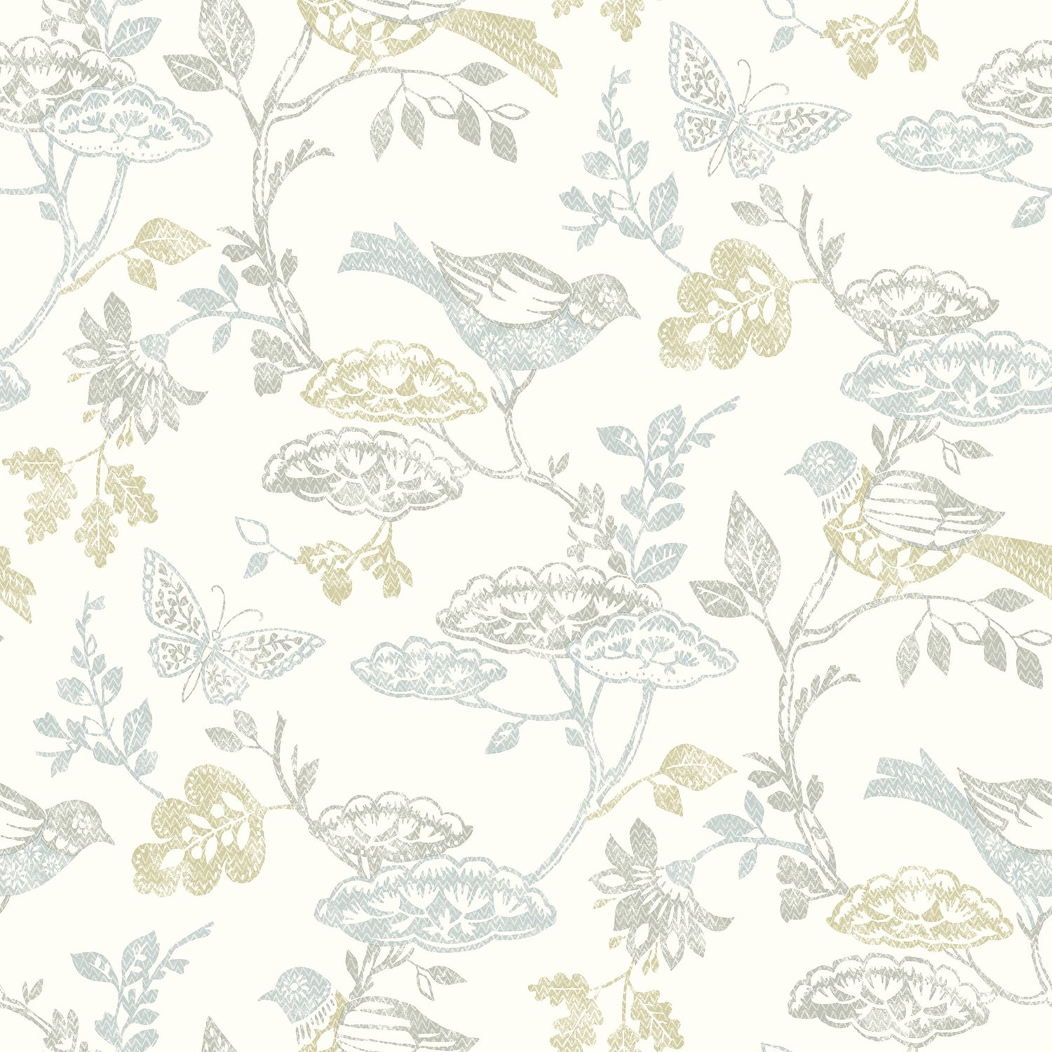 Malmo Multicolor Trail Wallpaper with Birds Farmhouse Sure Strip - Chesapeake 3125-72318