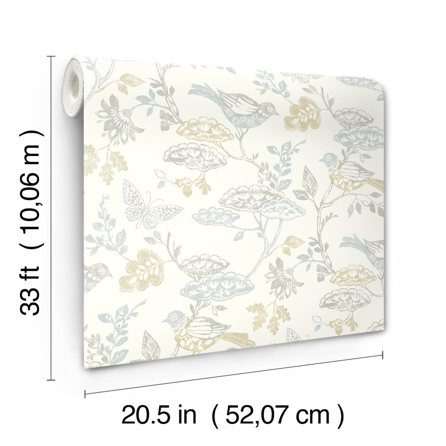 Malmo Multicolor Trail Wallpaper with Birds Farmhouse Sure Strip - Chesapeake 3125-72318