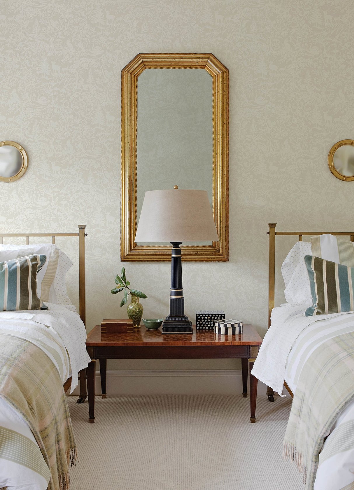 Alrick Dove Forest Venture Wallpaper with Woodland Animal Silhouette in Off-White - Brewster 3125-72320