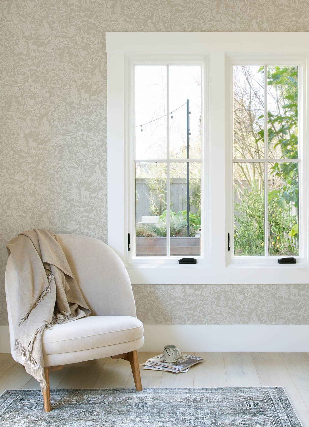 Alrick Taupe Forest Venture Wallpaper with Animals Motif - Chesapeake 3125-72325