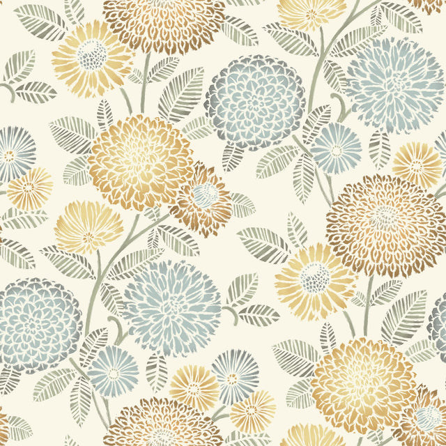Zalipie Apricot Floral Trail Wallpaper with Bohemian Botanical Flower Motif - Brewster 3125-72326