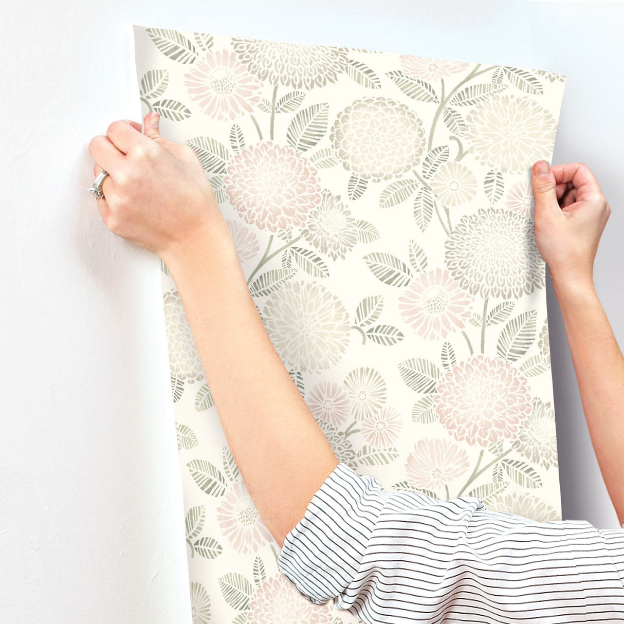 Zalipie Blush Floral Trail Wallpaper with Botanical Floral Motif, Bohemian Style - Chesapeake 3125-72329