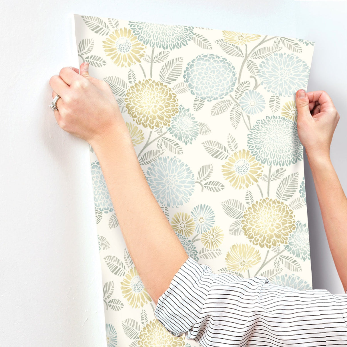 Zalipie Lime Floral Trail Wallpaper with Botanical Flowers Motif - Chesapeake 3125-72330