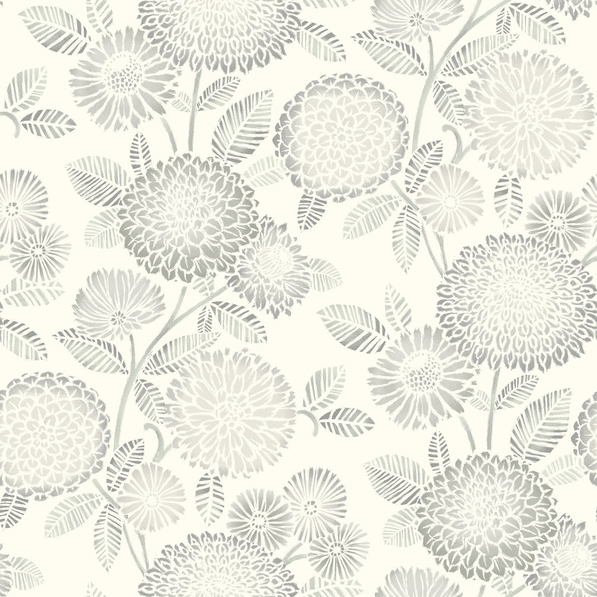 Zalipie Grey Floral Trail Wallpaper with Botanical Flowers Motif - Chesapeake 3125-72331