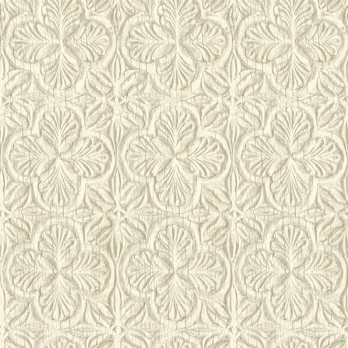 Karachi Cream Wooden Damask Wallpaper with Raised Textured Damask Pattern, Farmhouse Sure Strip - Chesapeake 3125-72333