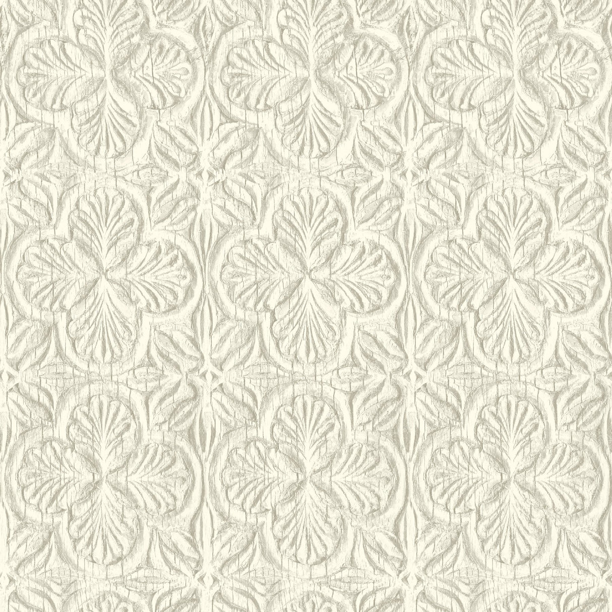 Karachi White Wooden Damask Wallpaper with Raised Ink Textured Finish - Chesapeake 3125-72334